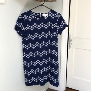 Womens navy dress with white lace flowers